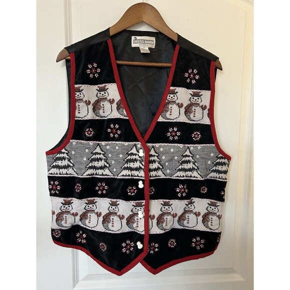 Dress Barn Jackets & Blazers - Dress Barn Woman Vest 2X Snowman Button Christmas Tree Snowflake Novelty Vintage